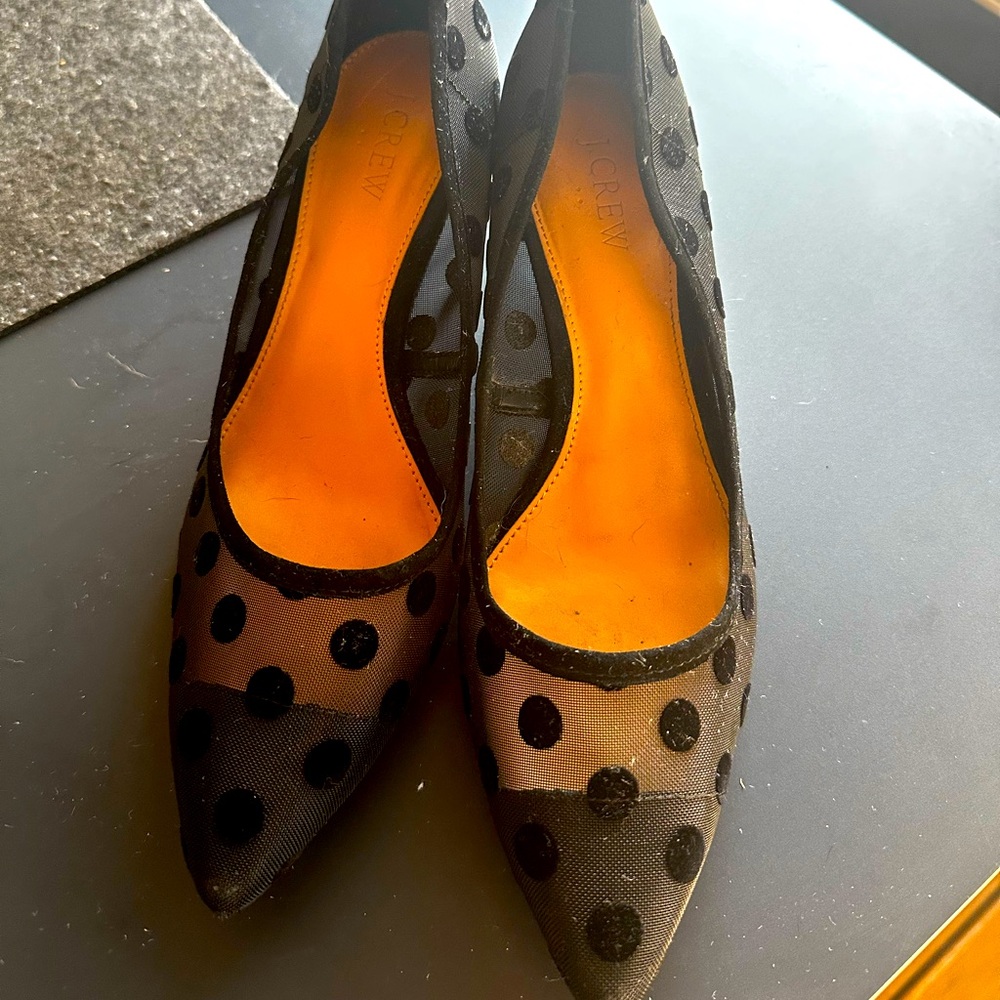 JCrew polkadot kitten heels velvet